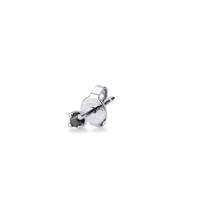 Black diamond single earring in white gold 18k