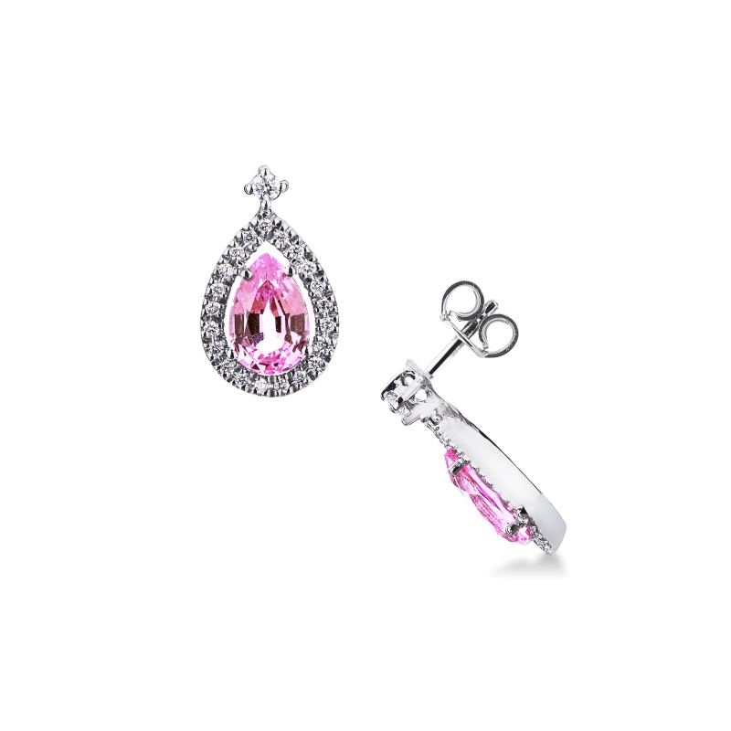 Pink sapphire and diamonds earrings Pink sapphire and diamonds earrings