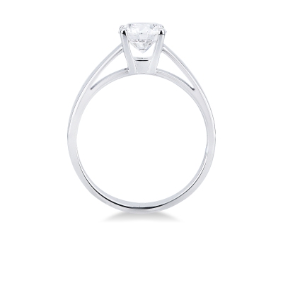 18k white gold solitaire ring with IGI diamond, 1.00 ct
