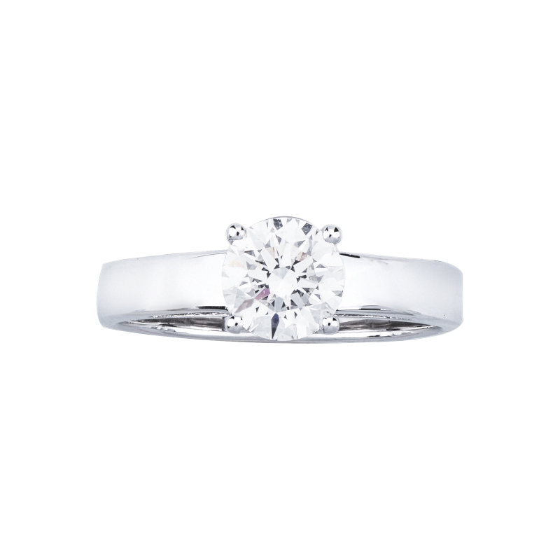 18k white gold solitaire ring with IGI diamond, 1.00 ct