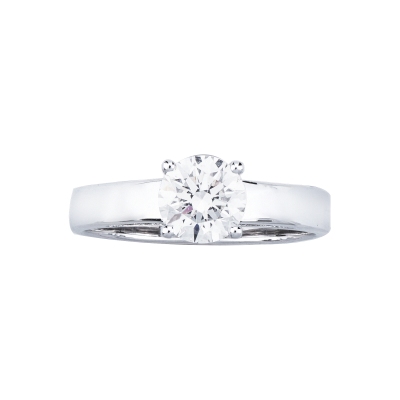18k white gold solitaire ring with IGI diamond, 1.00 ct
