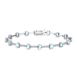 Bracelet in white gold 18k with aquamarines and diamonds