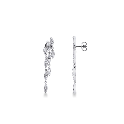 White gold drop earrings with diamonds marquise cut