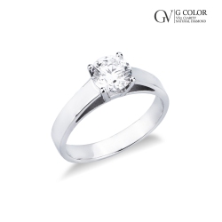 18k white gold solitaire ring with IGI diamond, 1.00 ct
