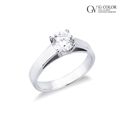 18k white gold solitaire ring with IGI diamond, 1.00 ct