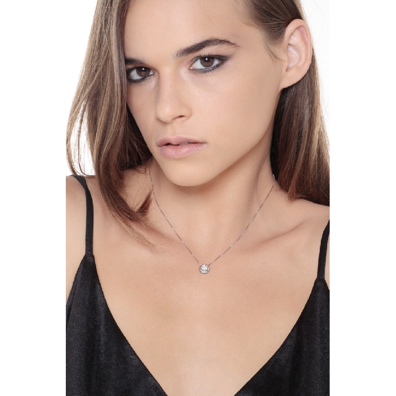 18k white gold full bezel solitaire necklace with 0.50 ct diamond 18k white gold full bezel solitaire necklace with 0.50 ct diamond