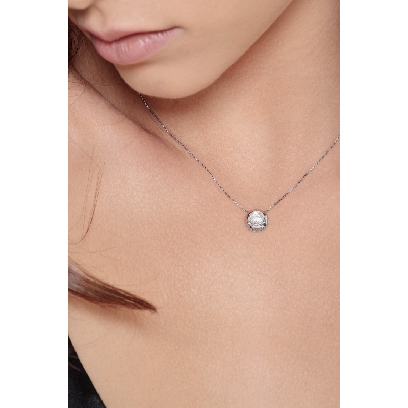 18k white gold full bezel solitaire necklace with 0.50 ct diamond 18k white gold full bezel solitaire necklace with 0.50 ct diamond