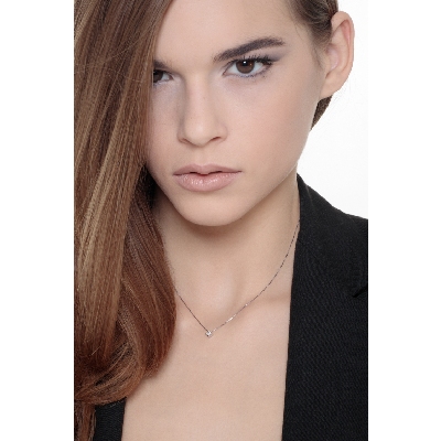 18k white gold solitaire necklace with diamond 0.10 ct