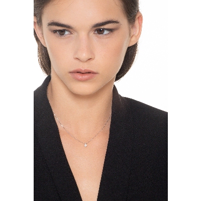 18k white gold solitaire necklace with 0.15 ct diamond (hanging stone)