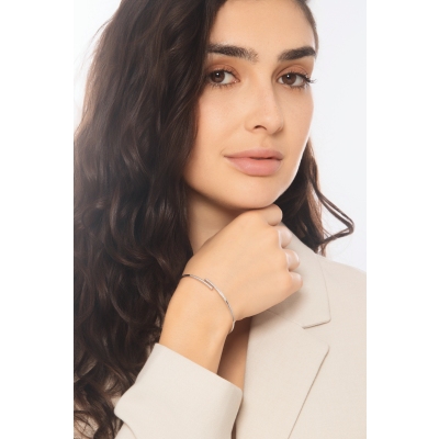 Bangle with diamonds in white gold 18k