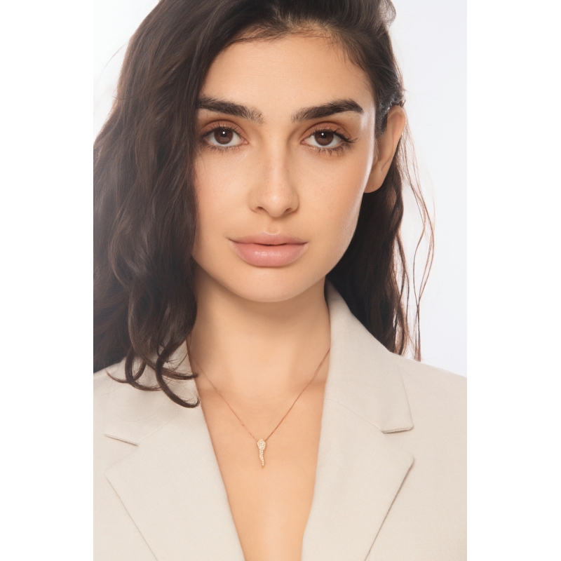 18k rose gold necklace with diamond horn pendant 18k rose gold necklace with diamond horn pendant