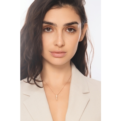 18k rose gold necklace with diamond horn pendant