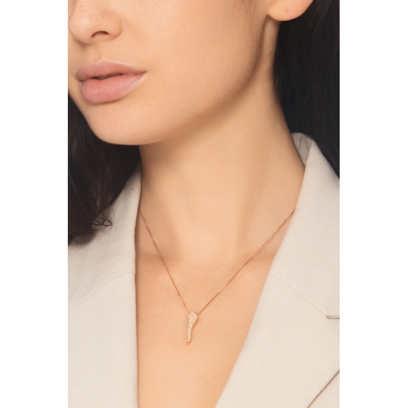 18k rose gold necklace with diamond horn pendant 18k rose gold necklace with diamond horn pendant