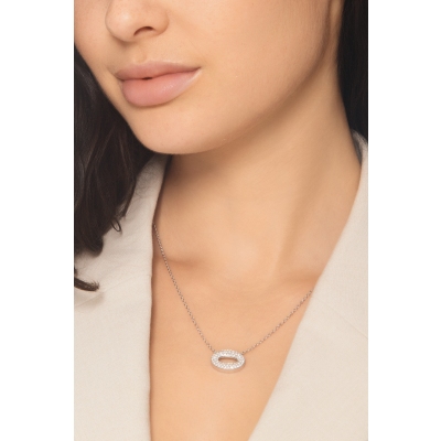 18k white gold necklace with oval diamond pavè pendant