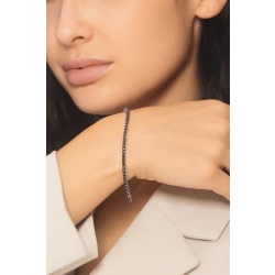 Elastic bracelet tennis in 18k white gold with black diamonds 2