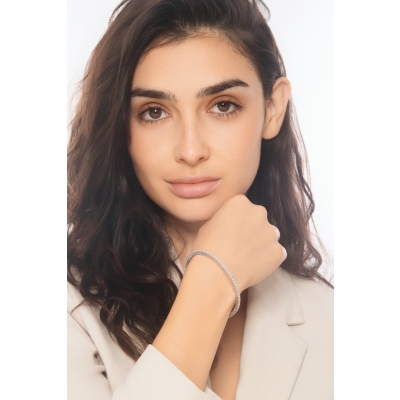 Diamond elastic tennis bracelet in white 750