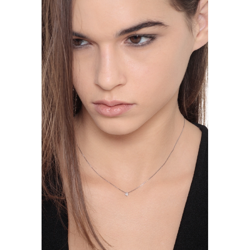 18k white gold solitaire necklace with 0.07 ct diamond 18k white gold solitaire necklace with 0.07 ct diamond