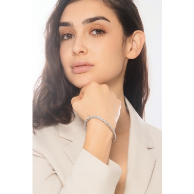 Tennis bracelet elastic in white gold 18k with diamonds