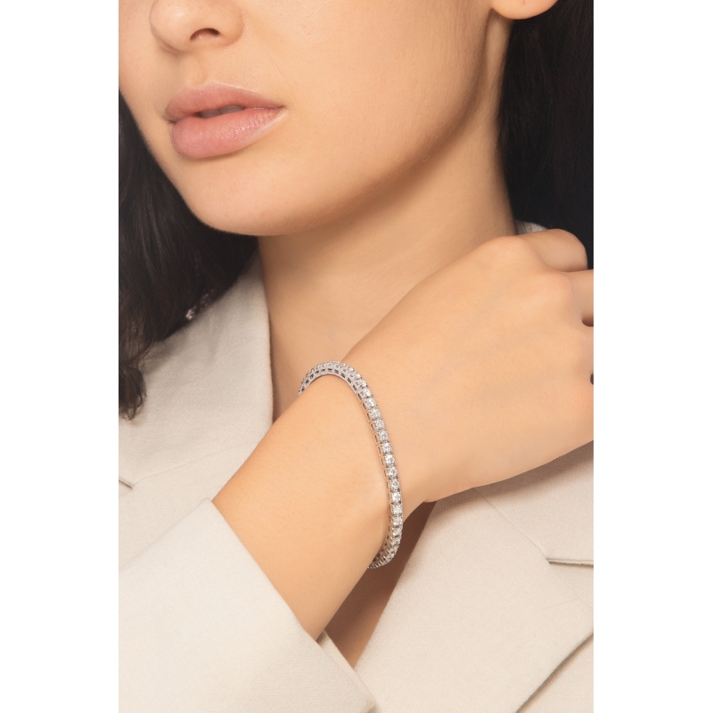 Tennis bracelet elastic in white gold 18k with diamonds
