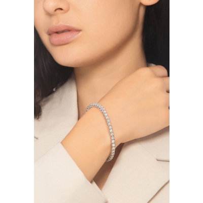 Tennis bracelet elastic in white gold 18k with diamonds