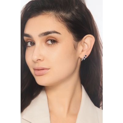 Twig motifs earrings in white gold 18k blue sapphire and diamonds