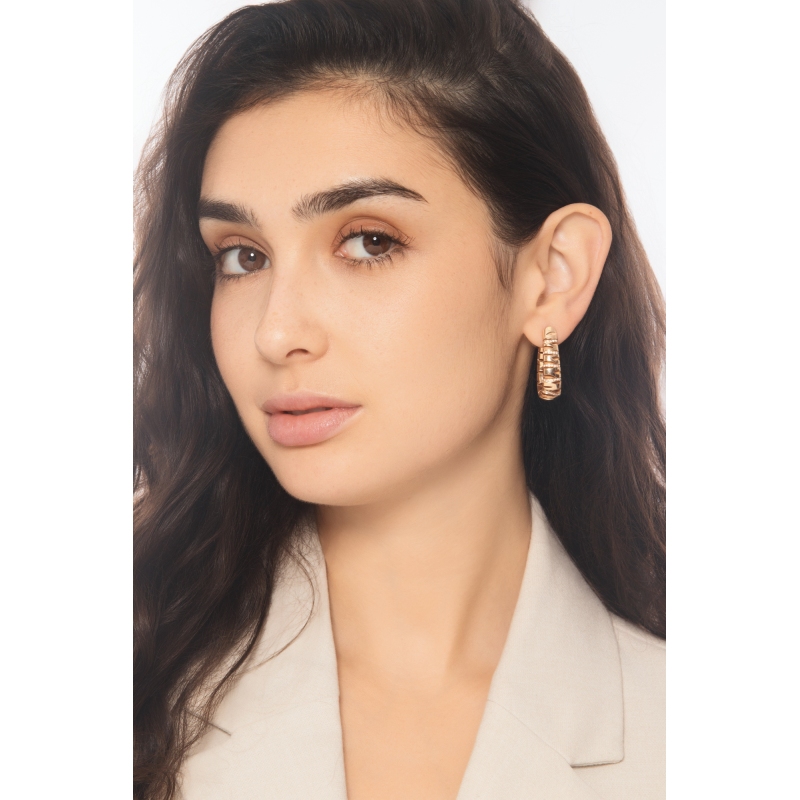 18k rose gold striped earrings with diamonds 18k rose gold striped earrings with diamonds