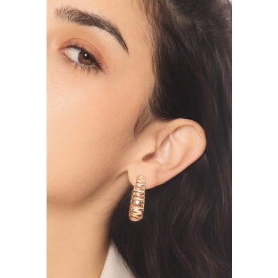 18k rose gold striped earrings with diamonds
