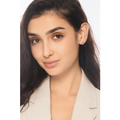 Stud earrings in white gold 18k with aquamarines and diamonds