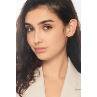 Earrings in 18k white gold with rubies and diamonds 