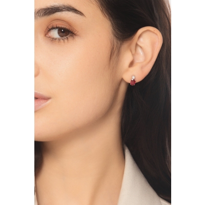 Earrings in 18k white gold with rubies and diamonds 