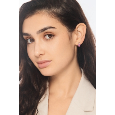 18k white gold stud earrings oval pink sapphires and diamonds 