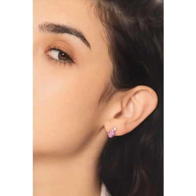 18k white gold stud earrings oval pink sapphires and diamonds 