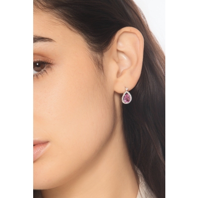 Pink sapphire and diamonds earrings