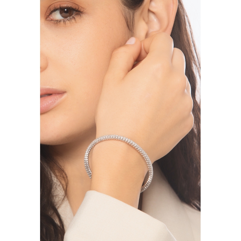 18k white gold stretch diamonds bracelet