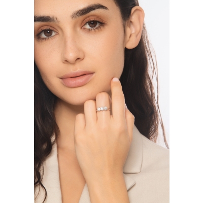 White gold 18k trilogy diamond ring 1,20 ct