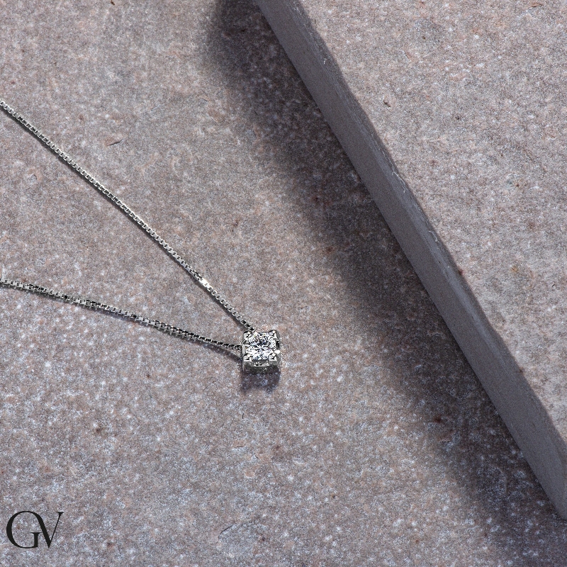 18k white gold solitaire necklace with 0.25 ct diamond 18k white gold solitaire necklace with 0.25 ct diamond