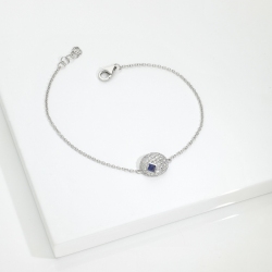 Diamond pavè pendant Bracelet with sapphire in 18kt white gold 2