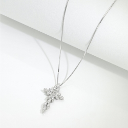 Diamond modern cross pendant necklace in 18kt white gold 2