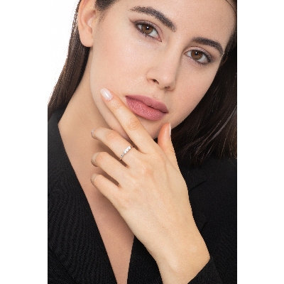 Trilogy Ring 18k White Gold with Diamonds