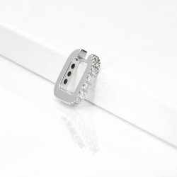 Diamond U-Shaped gold hoop single earring