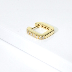 Single U hoop with diamonds in 18kt yellow gold