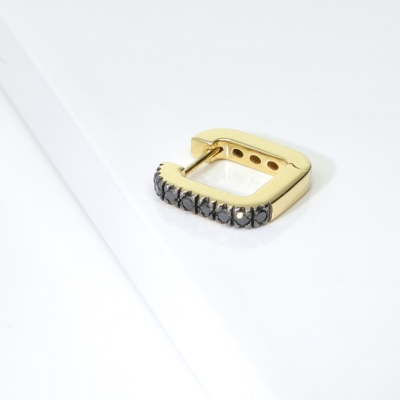 U hoop single earring with black diamonds 