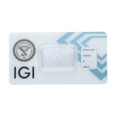 IGI Certified Diamond   CT 0,30   D   VVS 2