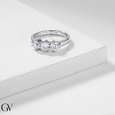 Trilogy Ring 750 White Gold with Diamonds 1,20 ct