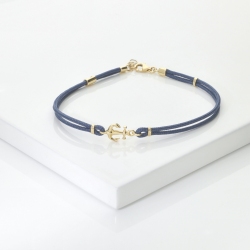 Anchor charm blue rope bracelet in 18kt yellow gold 2