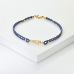 Nautical knot blue rope bracelet in 18kt yellow gold