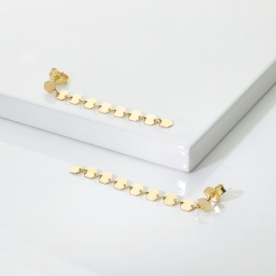 Pendant hexagons earrings in 18kt yellow gold