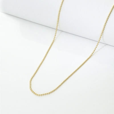 Thin beaded chain necklace in 18kt yellow gold