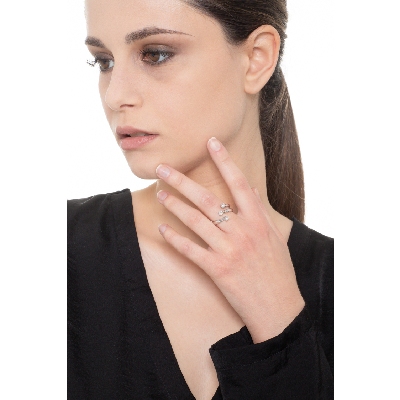 Trilogy ring with diamonds 0,35 ct white gold 18k 