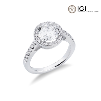Ring with diamond 2.00ct IGI in white gold 18k